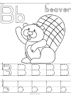 letter b beaver handwriting worksheet Pre-K