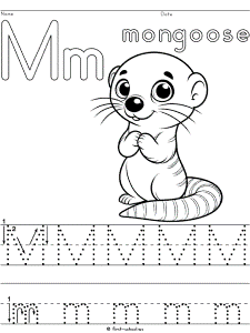 letter m moongoose handwriting worksheet