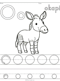 letter o okapi handwriting worksheet