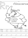 Letter R Rhinoceros Handwriting Practice Worksheet