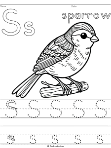 Letter S sparrow handwriting worksheet