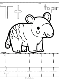 letter t tapir printable activities