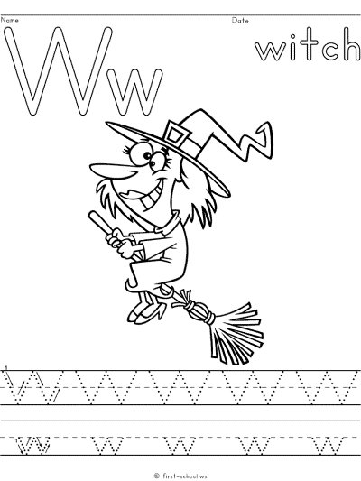 letter w witch printable activities