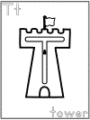 Alphabet Letter T Tower Coloring Page