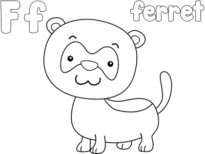 letter f ferret coloring page for ages 2 to 4