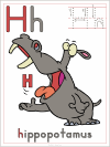 letter h hippopotamus color poster