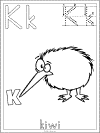 letter k kiwi coloring page