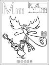 Alphabet Letter M Moose Coloring Page