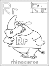 letter r rhinoceros coloring page