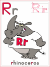 letter r rhinoceros color poster