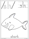 consonant digraph sh shark coloring page