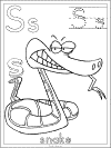 Alphabet Letter S snake Coloring Page