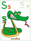 alphabet Letter S snake color poster