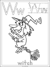 letter w witch coloring page