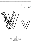 letter v violin coloring page