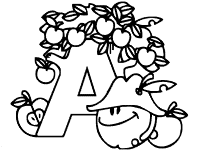 letter a apple coloring page