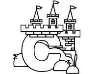 letter c castle alphabet coloring page