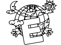 letter e earth coloring page