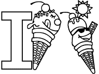 letter i ice cream coloring page