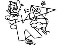 letter k kite coloring page