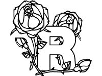 letter r rose coloring page