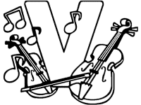 letter v violin coloring page