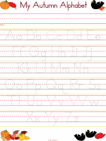 alphabet a to z tracing chart autumn and fall