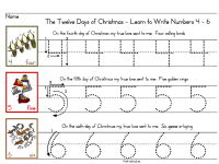 twelve days of christmas worksheet numbers 4 to 6