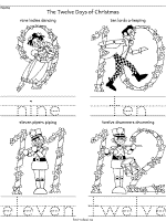 twelve days of christmas worksheet number words nine to twelve