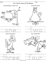 twelve days of christmas worksheet number words 1 to 4