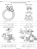 twelve days of christmas worksheet number words five to eight