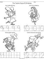 twelve days of christmas worksheet numbers 9 to 12