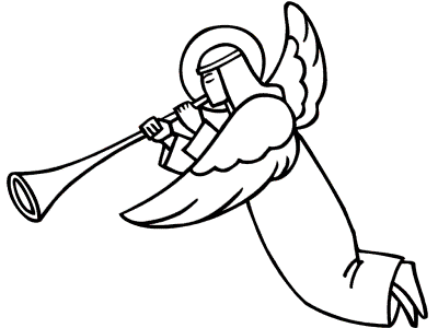 angel with trumpet or horn coloring page