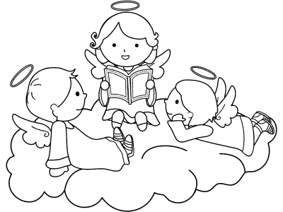 angels read coloring page