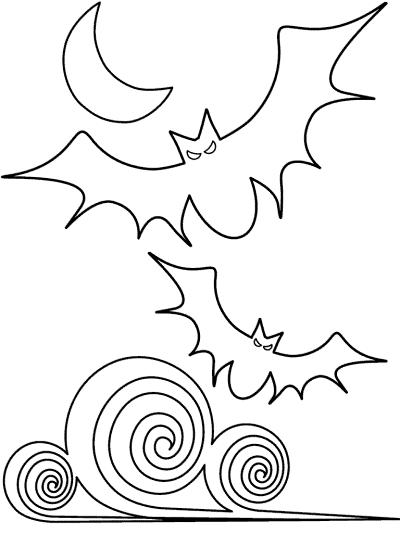 bats flying coloring page