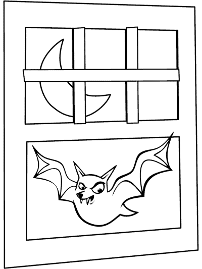 bat on a window  coloring page