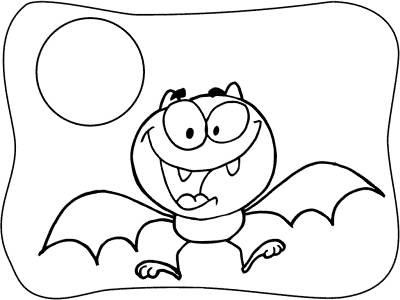 bat and moon coloring page