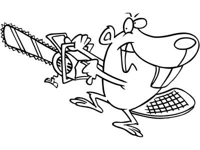 beaver and chainsaw coloring page