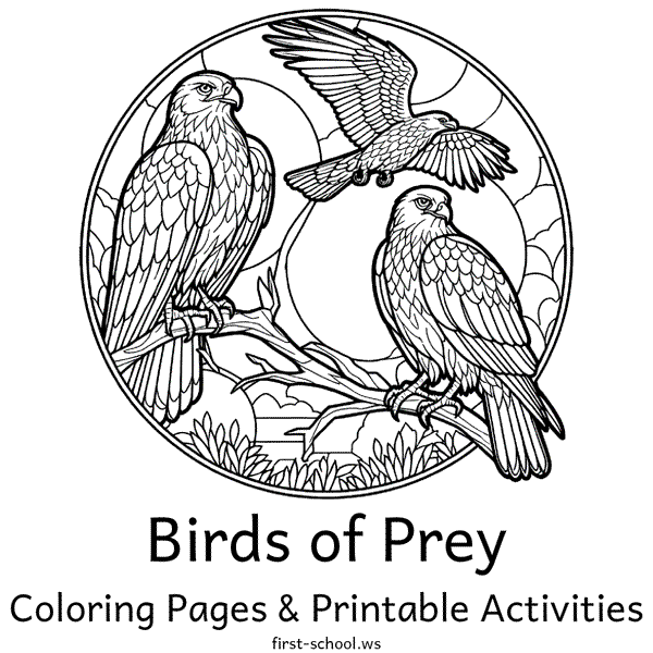 Birds of Prey Coloring Pages and Printable Activities