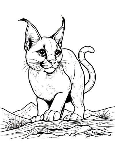 caracal coloring page