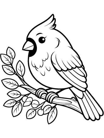 cardinal on a branch coloring page