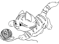 kitten and ball of yarn coloring page