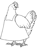 chicken hen wearing an apron coloring page