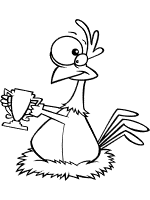 chicken hen and trophy coloring page