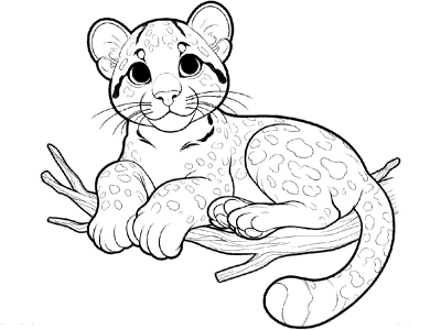 clouded leopard coloring page