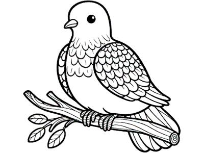 dove perched on a branch coloring page