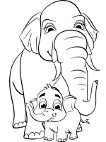 elephant cow and calf coloring page