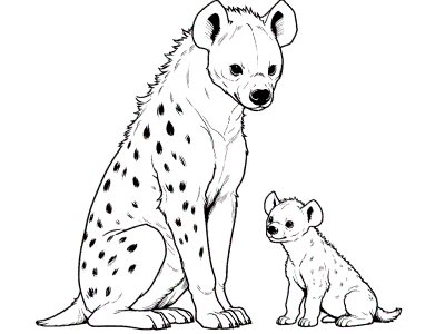 spotted hyena and cub coloring page