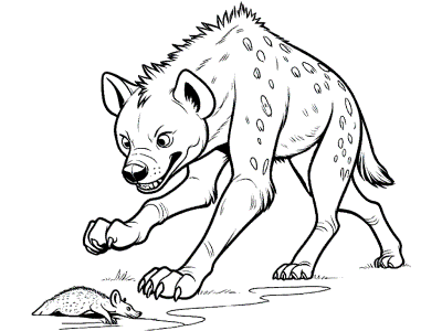 spotted hyena hunting coloring page