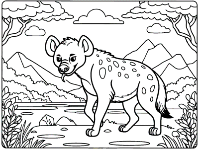 spotted hyena coloring page